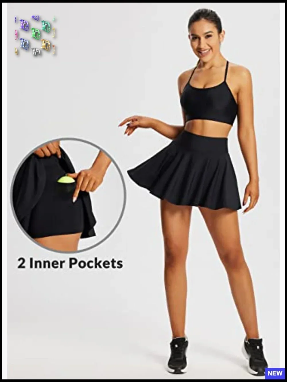 High Waisted Pleated Tennis Skirt with Pockets Tummy Control Golf Skort Athletic